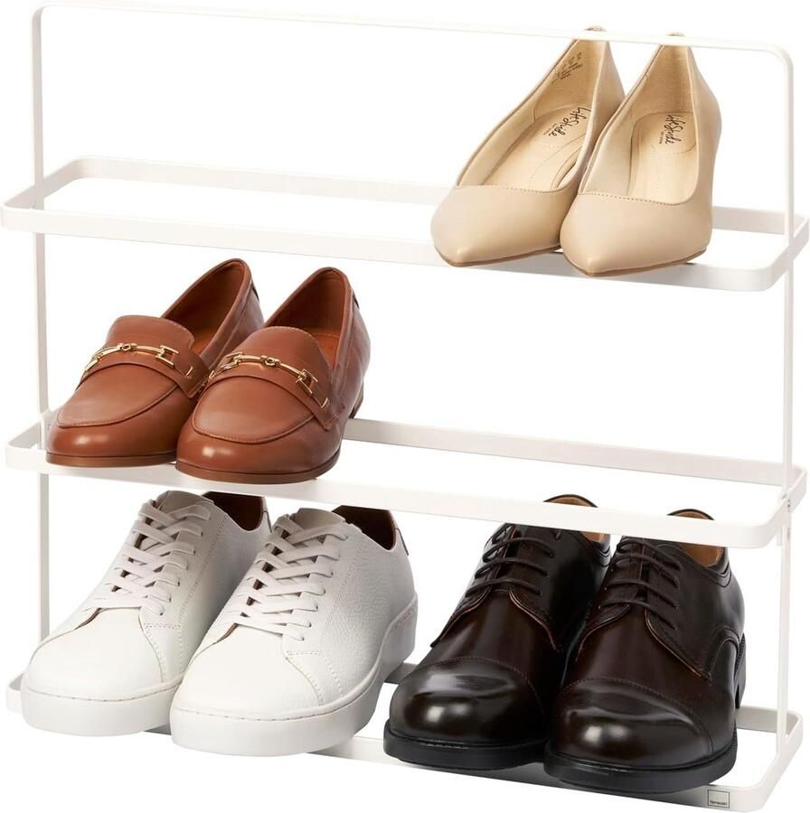 JGS Stijlvolle Minimalistische Schoenenrek voor 6-9 Paar Schoenen Wit Staal Compact Design