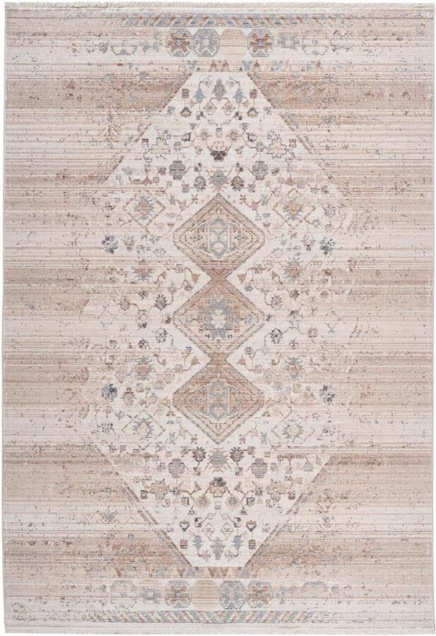 JGS Vintage Stijl Laagpolige Vloerkleed Oosters Design in Pasteltinten Modern en Onderhoudsvriendelijk Taupe Afmeting: 160 x 230 cm