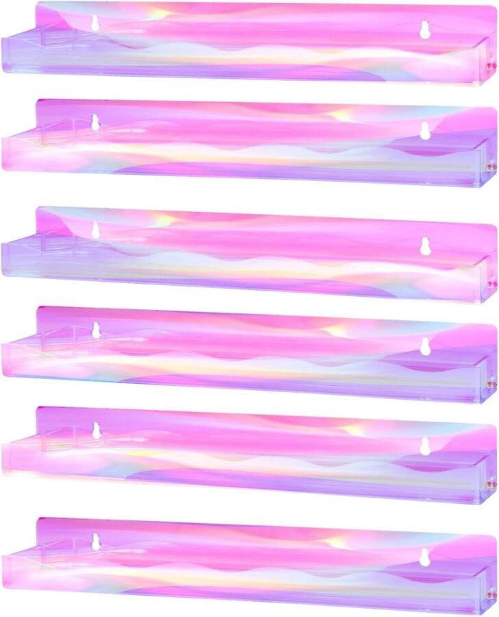 JGS Stijlvolle 6-delige Regenboog Acryl Nagellak Organisator voor Wandmontage in Huis en Salon