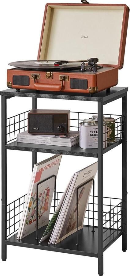 JGS Stijlvolle Bijzettafel met Drie Niveaus en Veelzijdige Opslagmogelijkheden voor Woonkamer of Slaapkamer