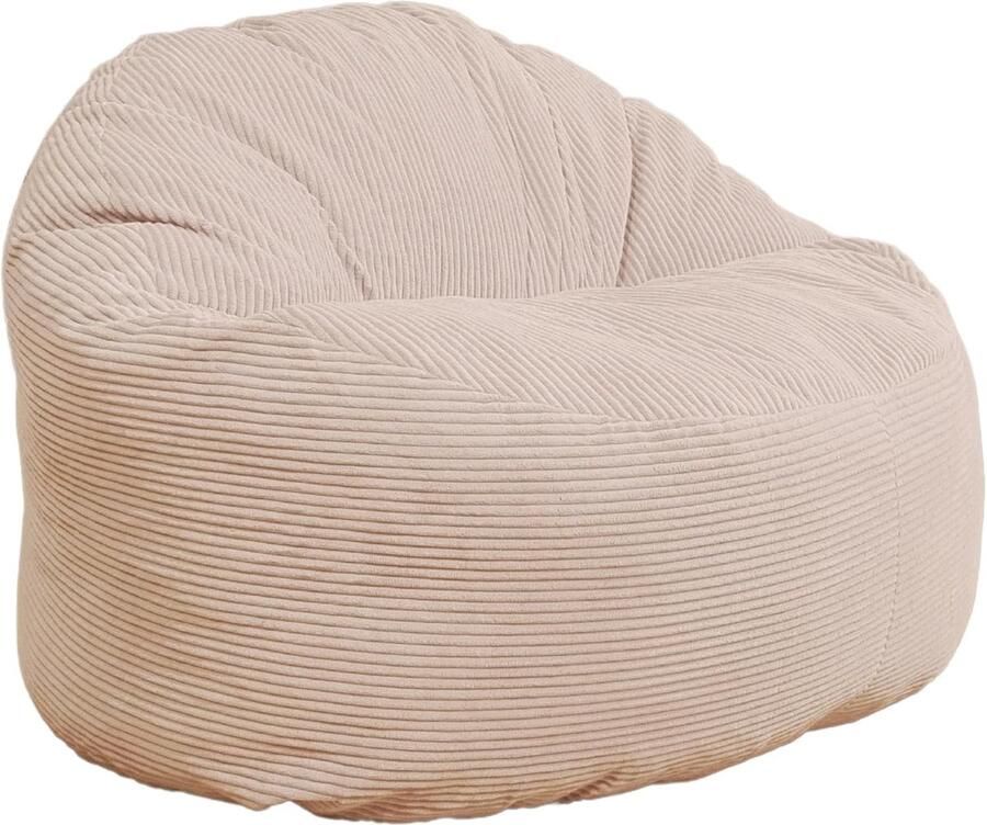 JGS Zitzak van corduroystof brede rib voor volwassenen en kinderen zacht comfortabel en elegant optimale ondersteuning XXL zitzak met vulling zitzak vloerbank (100 cm wit)