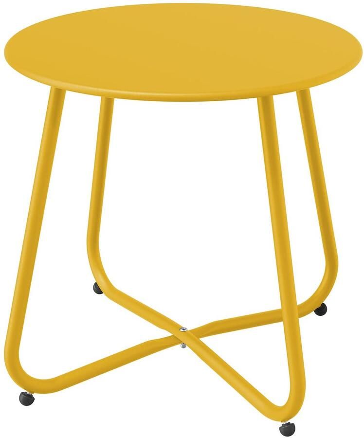 JGS Stijlvolle en Functionele Ronde Bijzettafel voor Binnen- en Buitengebruik Geel Gemakkelijk te Monteren