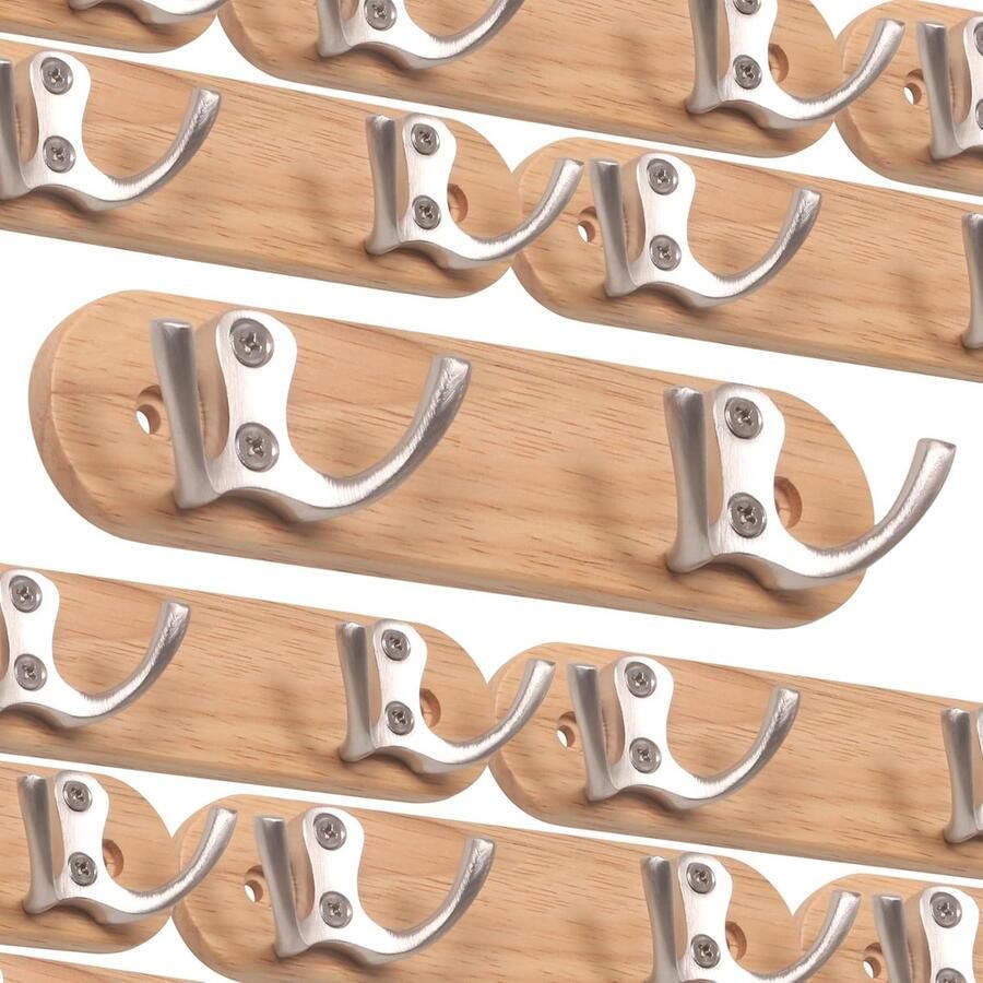 JGS Stijlvolle en Functionele Wandkapstok met Houten en Stalen Haken voor Opbergmogelijkheden