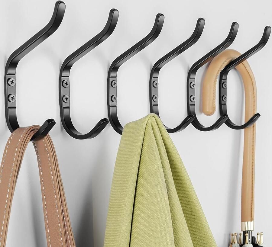 JGS Stijlvolle en Sterke Muurhaken voor Jassen en Handdoeken Set van 6 Stuks