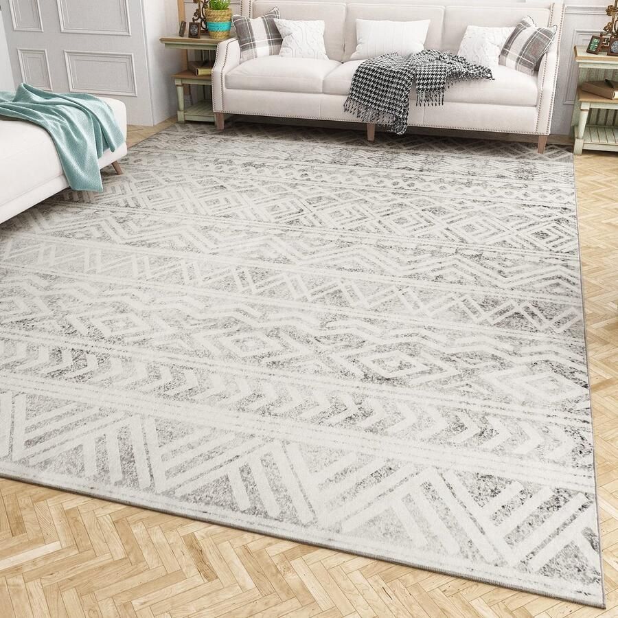 JGS Stijlvolle Geometrische Boho Vloerkleed voor Moderne Woonruimtes Wasbaar en Roesvrij 5x7 FT