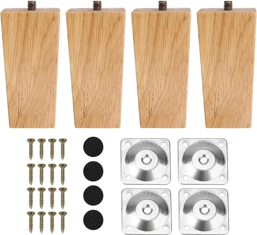 JGS Stijlvolle Houten Meubelpoten Set van 4 met Eenvoudige Montage voor Meubels