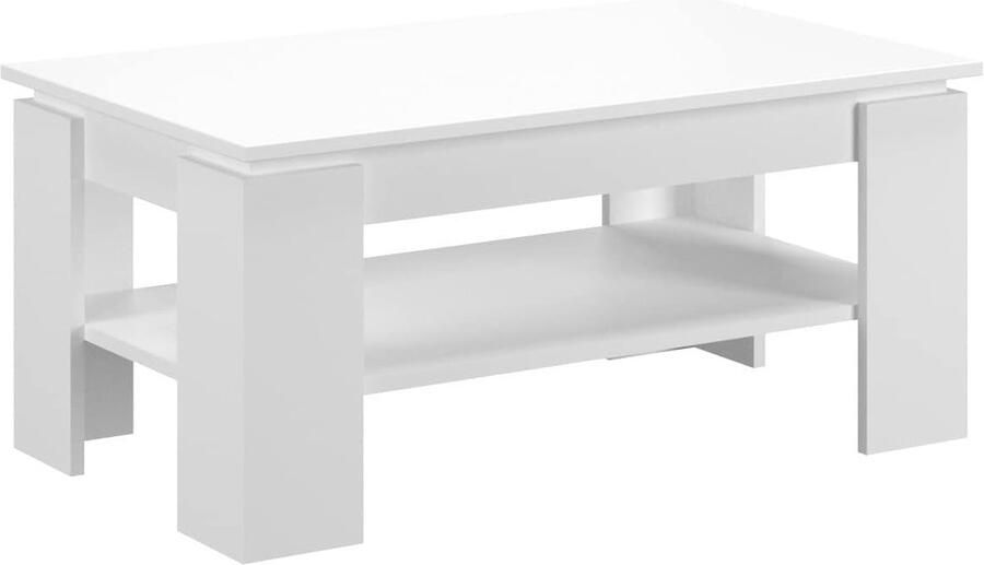 JGS Stijlvolle Houten Salontafel Wit Imitatie Perfect voor Modern Interieur