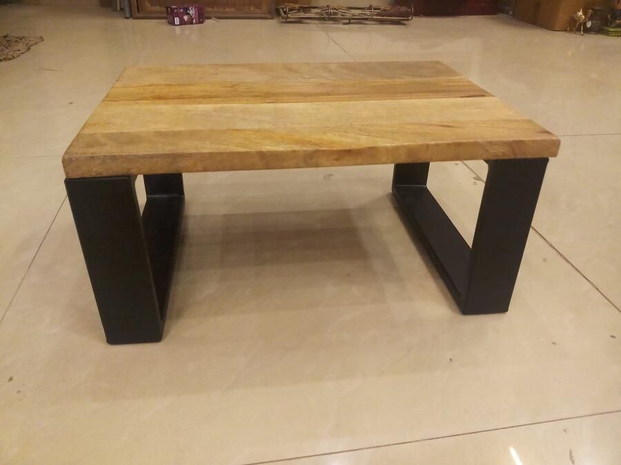 JGS Stijlvolle Mangohouten Enkele Stapkruk Voor Huis En Tuin Met Robuuste IJzeren Frame