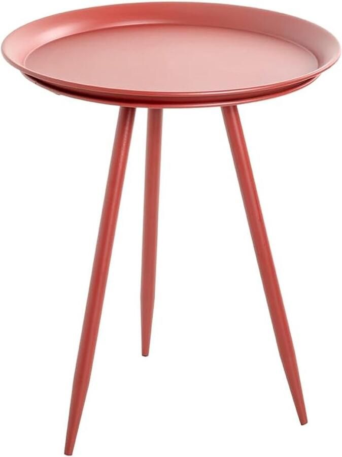JGS Stijlvolle Moderne Bijzettafel in Rode Metalen Afwerking voor Elk Interieur