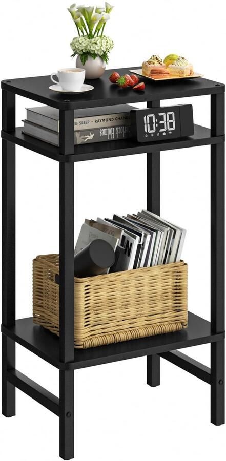 JGS Stijlvolle Multifunctionele Houten Bijzettafel met Drie Niveaus en Ruime Opbergruimte voor Elke Kamer