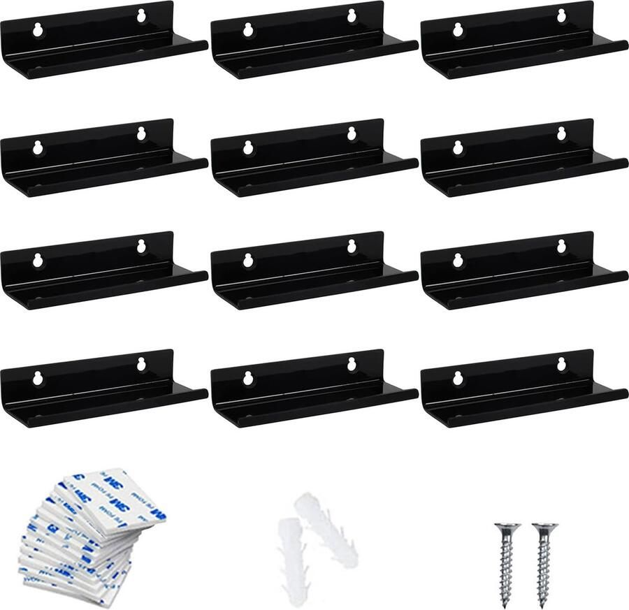 JGS Stijlvolle Muurhouder Set voor Vinylplaten Complete 12-delige Set met Schroeven en Stickers