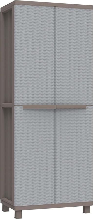 JGS Stijlvolle Opbergkast met Rotan-Look Binnen- en Buitengebruik Duifgrijs 68 x 37 5 x 170 cm