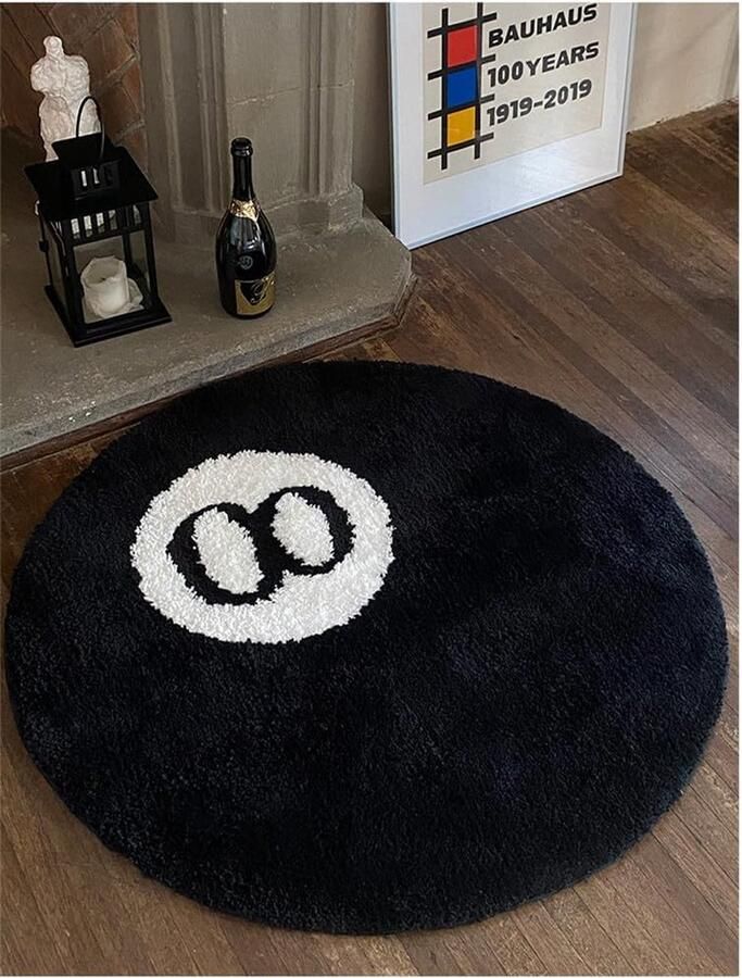 JGS Stijlvolle Ronde Vloerkleed in Billiard Ontwerp voor Woonkamer en Slaapkamer Antislip 60x60 cm