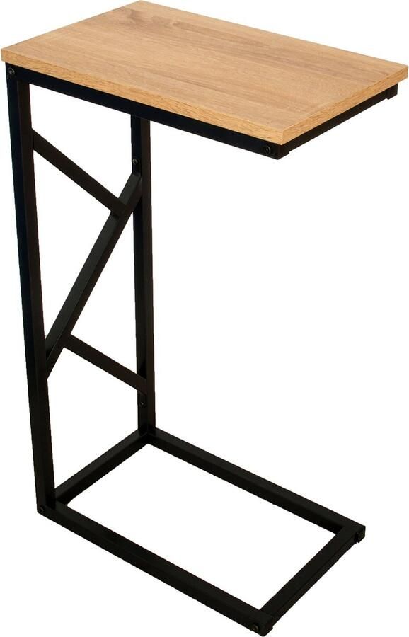 JGS Stijlvolle Salontafel met Houtlook en Modern Zwart Stalen Frame voor Elk Interieur