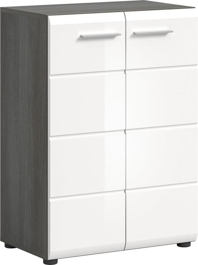 JGS Stijlvolle Salsa Garderobekast Wit Hoogglans Front Rookzilveren Corpus MDF 60x85x37 cm