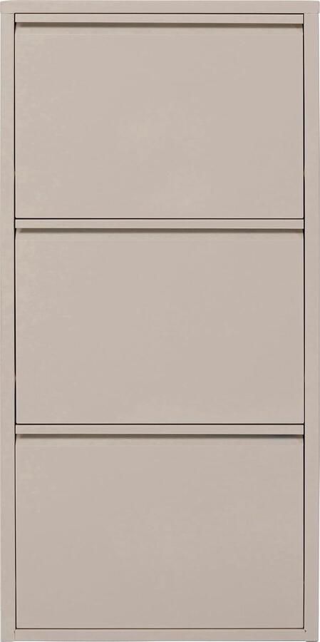 JGS Schoenenkast Crème Metaal met 3 Kleppen Schoenenrek voor 6 paar schoenen Slanke ruimtebesparende hoge schoenenrek Entree 104 x 50 x 15 cm (H x B x D)