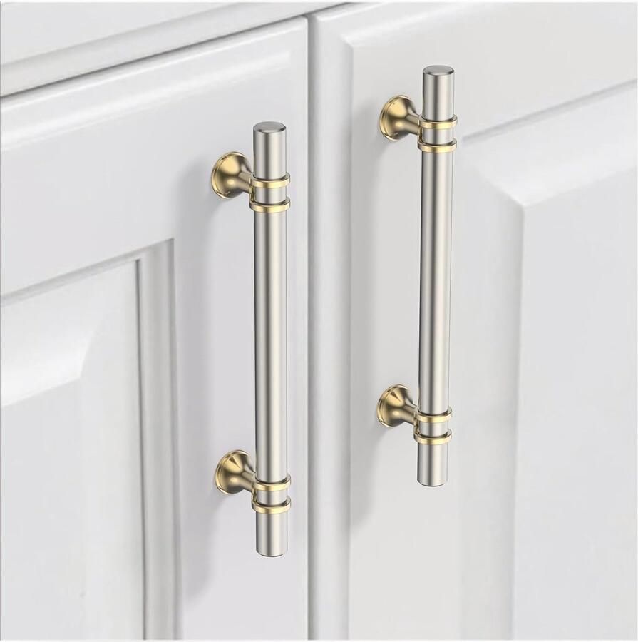 JGS Stijlvolle Set van 10 Handgrepen in Nikkel Goud voor Keukenkasten en Meubels