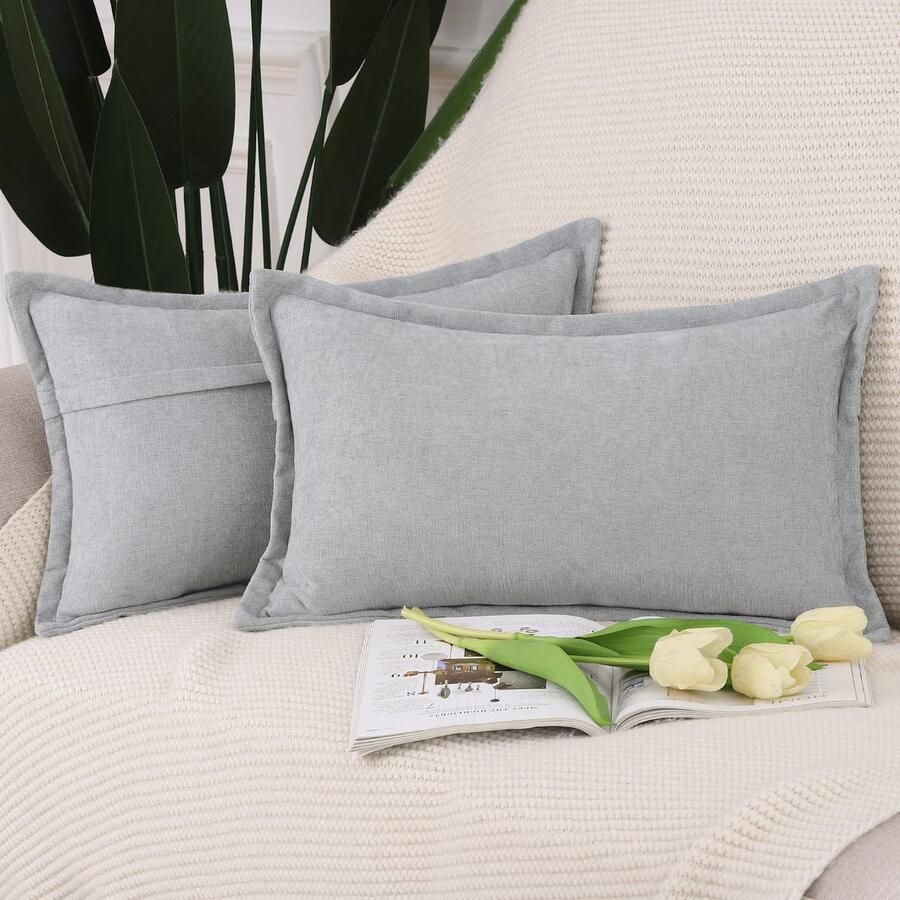 JGS Stijlvolle Set van 2 Zachte Chenille Kussenslopen met Franje voor Bank en Slaapkamer