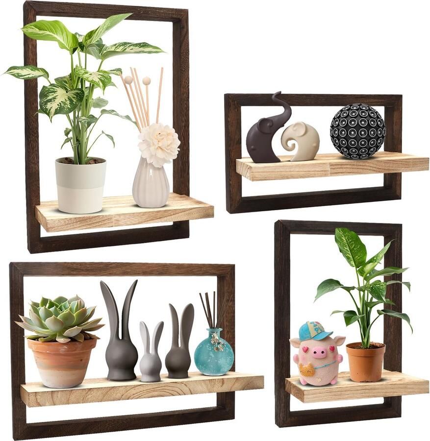 JGS Stijlvolle Set van 4 Zwevende Wandplanken voor Kamers