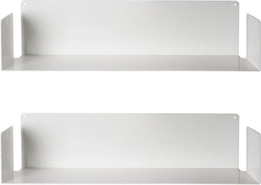 JGS Stijlvolle U Boekenkast Set van 2 60 cm Witte Wandplanken met Hoge Draagkracht