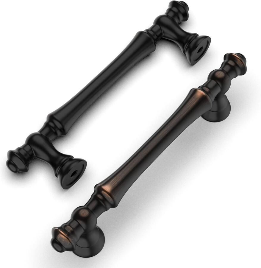 JGS Stijlvolle Vintage Meubelgrepen in Oliegewreven Brons voor Keuken en Kast 6 Stuks