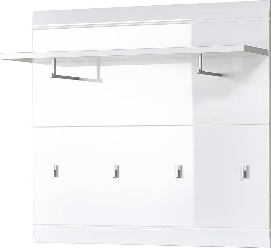 JGS Stijlvolle Witte Kapstokpaneel met Plank en Haken voor Optimaal Ruimtegebruik