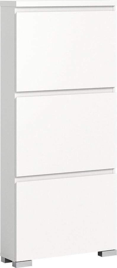 JGS Stijlvolle Witte Schoenenkast met 3 Vakken Ruimtebesparende Schoenenopberger