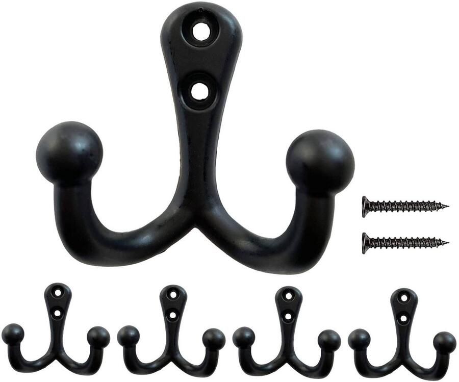 JGS Stijlvolle Zwarte Wandhaken Set van 5 voor Multifunctioneel Gebruik in Huis