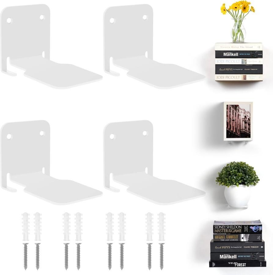 JGS Stijlvolle Zwevende Boekenplank Set van 4 voor Elke Ruimte in Huis of Kantoor