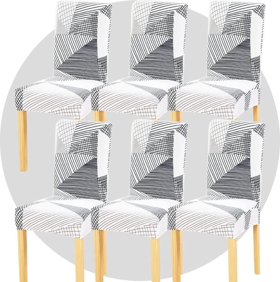 JGS Stoelhoezen 6 afstanden verwijderbare wasbare spandex eetkamerstoelhoes beschermer keukenstoelhoes voor stoelovertrek feest hotel ceremonie banket (mokka)