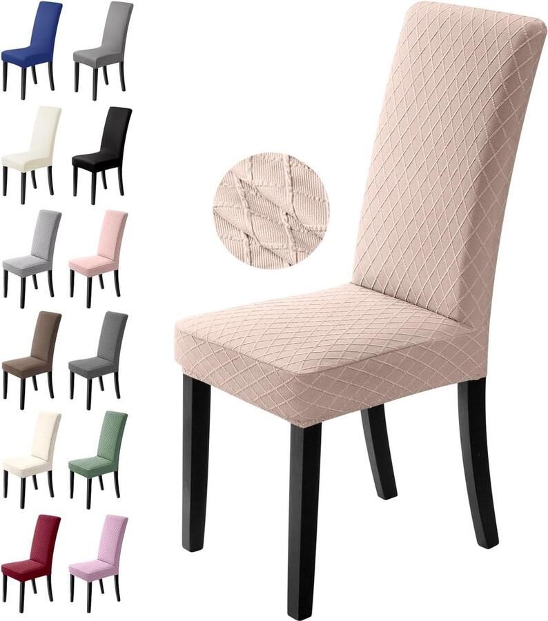 Stoelhoezen set van 4 stretch stoelhoezen eetkamerstoelen overtrek universeel elastisch wasbaar afneembaar voor hotel banket kantoor feestdecoratie 4 stuks kameel- L