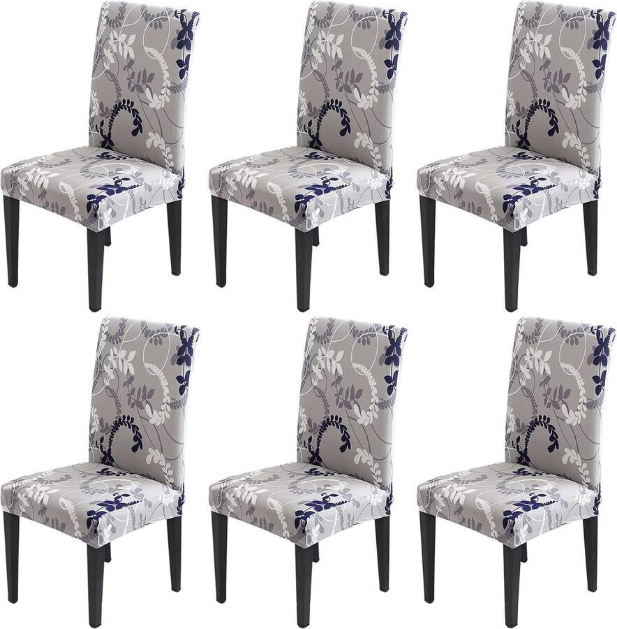 JGS Stoelhoezen Set van 6 stretch stoelhoezen voor eetkamerstoelen afneembare wasbare stoelen bescherming decoratie stoelhoes voor thuis keuken hotel restaurant banket bruiloft feest