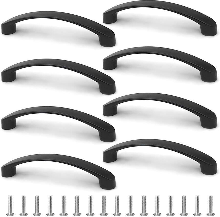 JGS Strakke Zwarte Meubelgrepen Set van 8 met Schroeven voor Keukens en Meubels