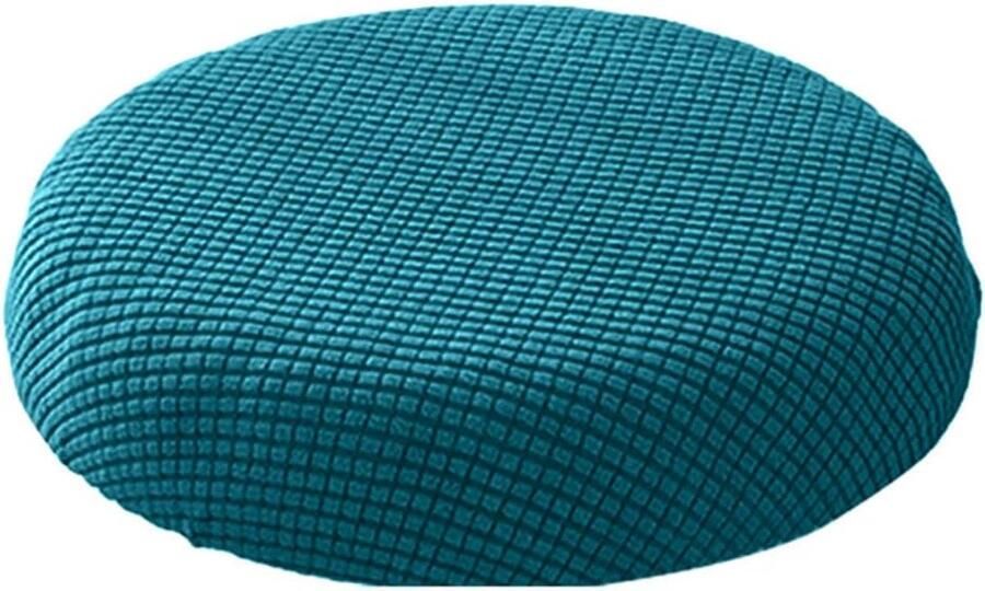 JGS Stretch stoelhoes rond zitkussen beschermende kruk zachte overtrek korte stoelhoes stretch hoes voor thuis kantoor bar restaurant bureaustoel pauwblauw