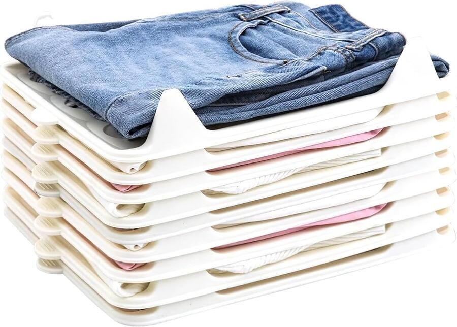 JGS T-shirt Opbergers Set van 10 Stapelbare Organiseeroplossing voor Kleding in Kast en Garderobe