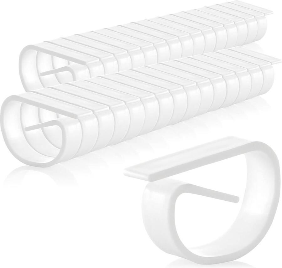 JGS Tafelkleedhouders van Onbreekbaar Kunststof in Wit Set van 32 Stuks