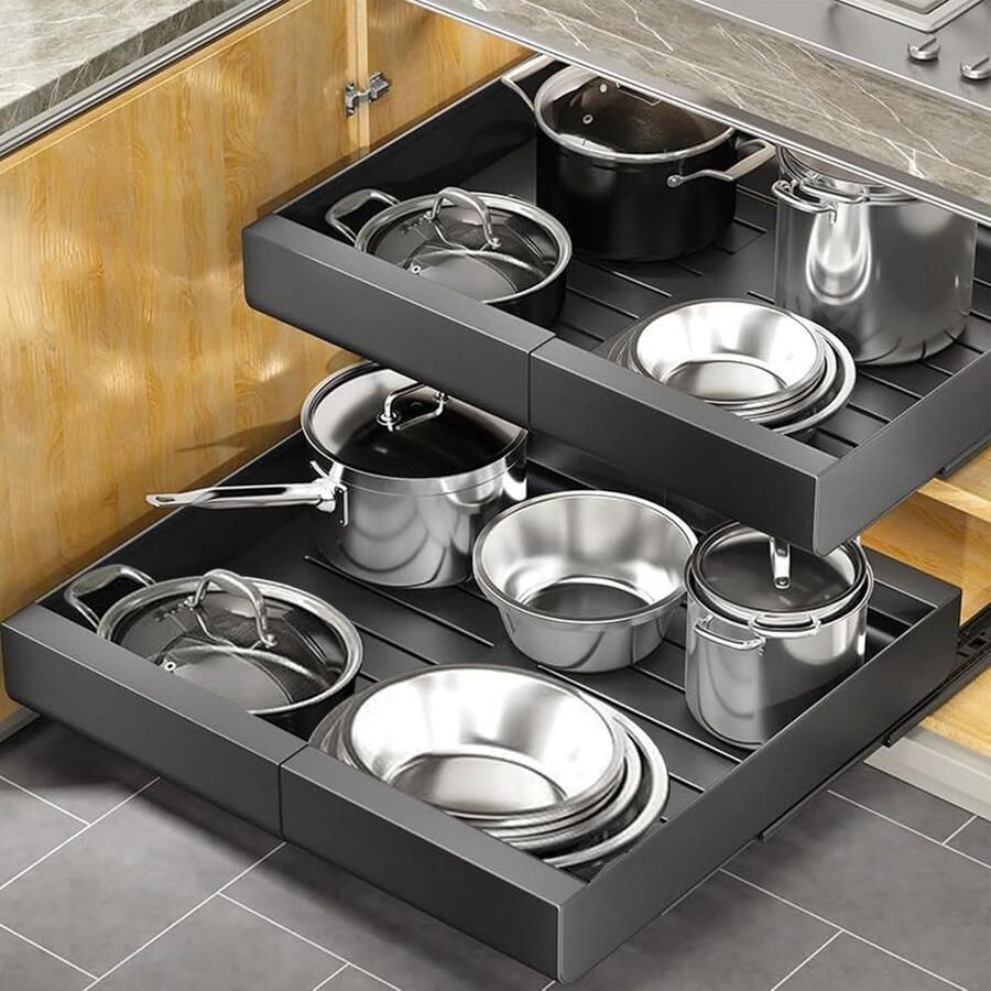 JGS Telescoop Lade Organisator voor Keukenkasten met Uittrekbare Opbergrekken