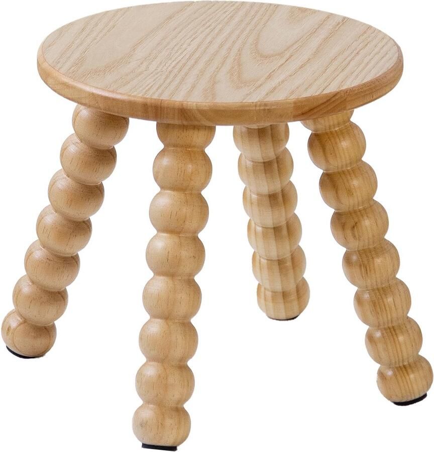 JGS Tijdloze Houten Kruk met Multifunctioneel Design voor Kinderen en Volwassenen