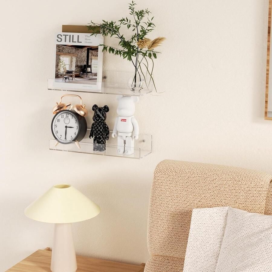 JGS Transparante Acryl Wandplanken Set van 2 voor Ruimtes