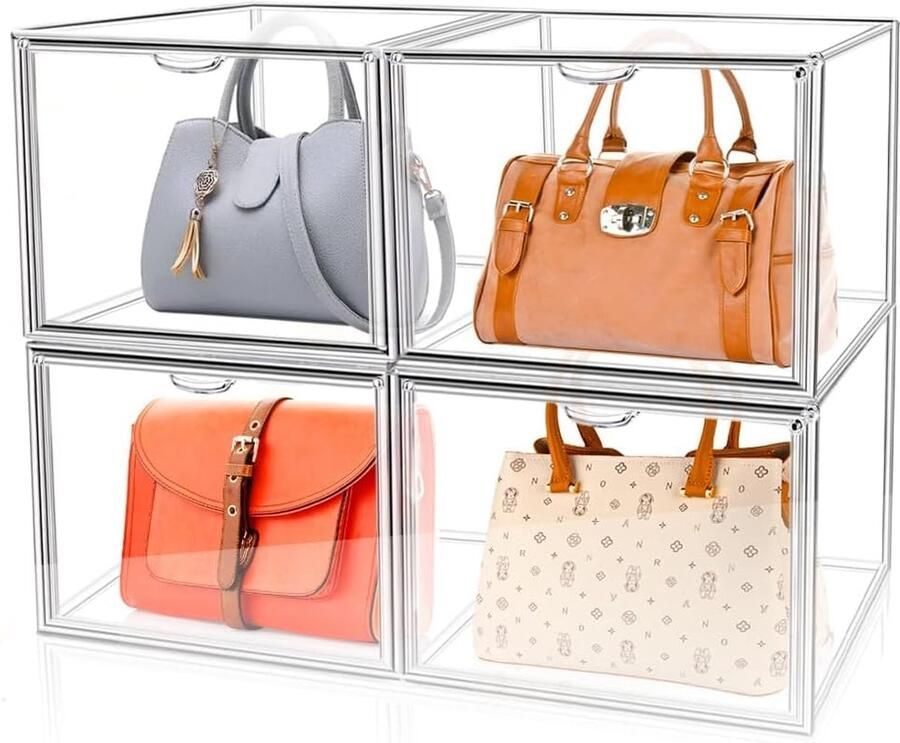 JGS Transparante en Stapelbare Acryl Opberg- en Displayboxen voor Toepassingen Set van 4