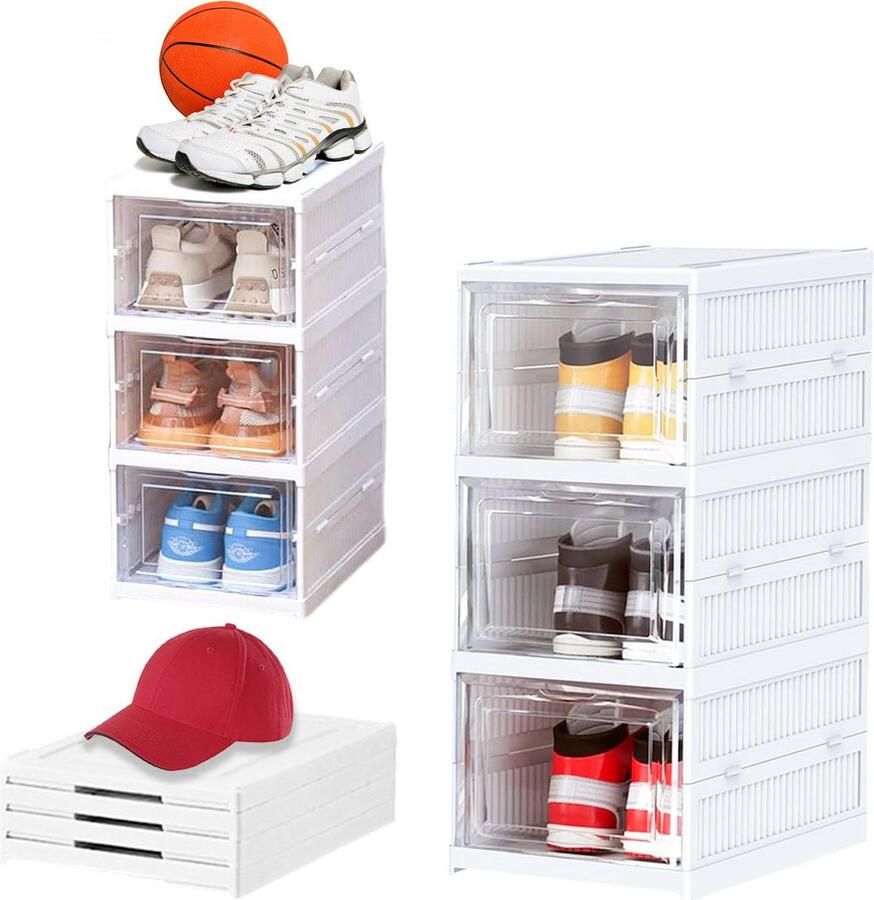 JGS Transparante Stapelbare Schoenopbergdozen voor Schoenen en Meer