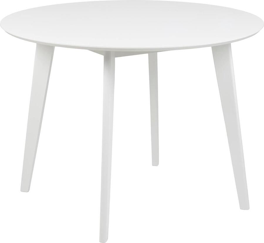 JGS Meubel Eettafel voor 4 Personen in Wit Diameter 105 x Hoogte 76 cm Keukentafel met Witte Lak Moderne Retro Stijl voor Eetkamer Ronde Eettafel