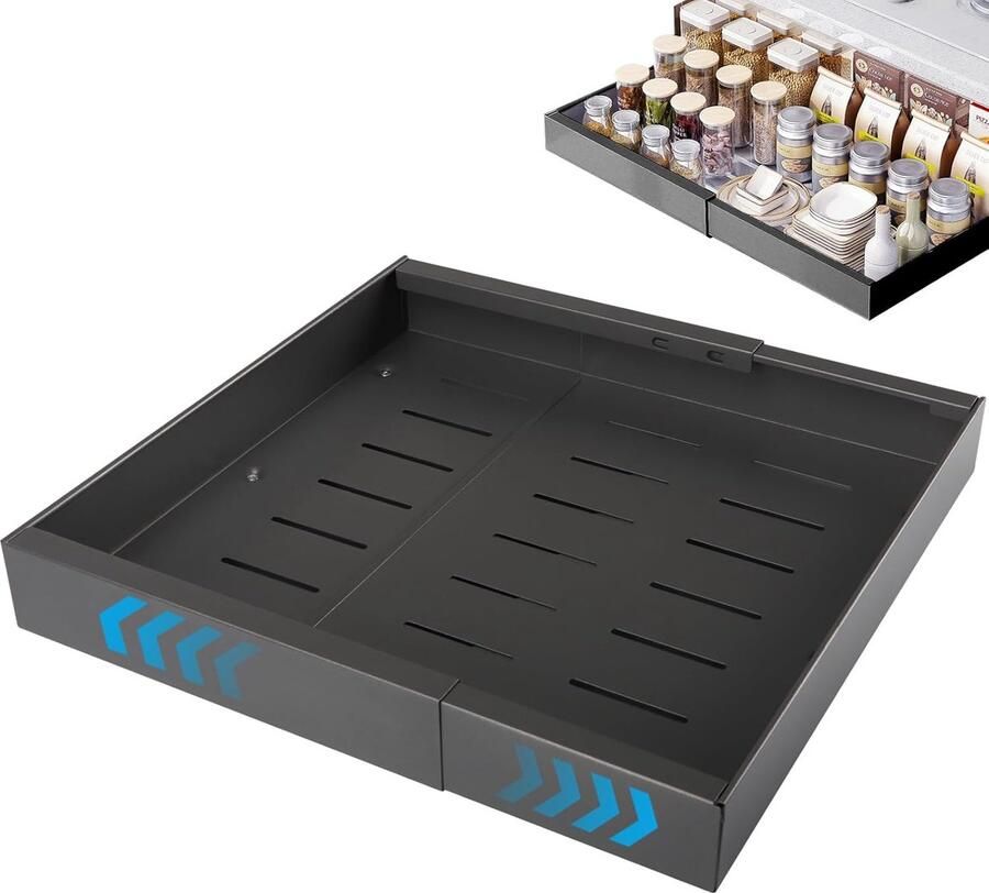 JGS Uitschuifbare Keukenlade Organizer zonder Boren of Spijkeren voor Optimaal Ruimtegebruik