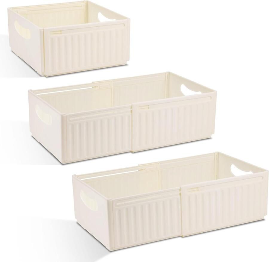 JGS Uitschuifbare Opvouwbare Opslagdozen voor Keuken Kantoor Slaapkamer en Meer Set van 3