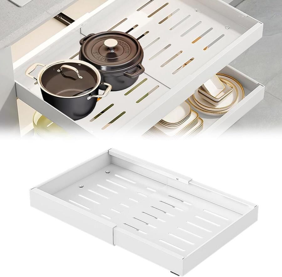 JGS Uittrekbare Keukenlade voor Efficiënte Opslag zonder Boren 42 x 32 x 7.5 cm