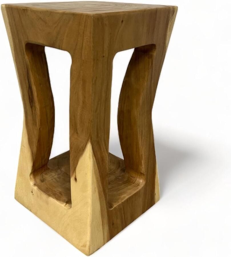 JGS Unieke Handgemaakte Houten Kruk Natuurlijke Bijzettafel van Duurzaam Samaanhout