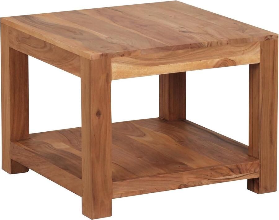 JGS Unieke Salontafel in Landhuisstijl Massief Hout Design Bruin 60 x 60 cm