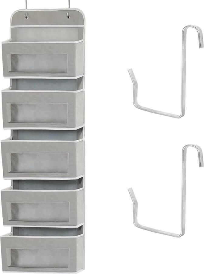 JGS Veelzijdige Deurhanger Organisator met 5 Ruime Vakken en Transparant Venster voor Optimaal Overzicht