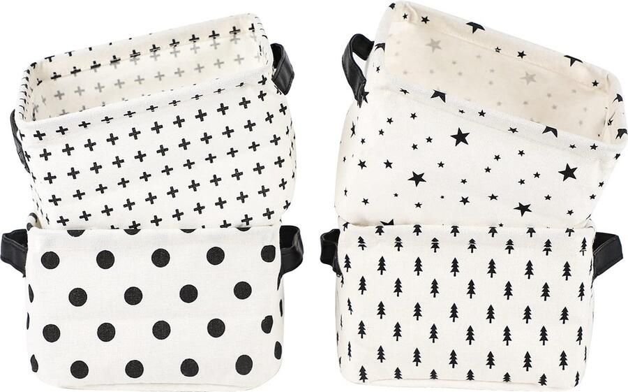 JGS Veelzijdige Opvouwbare Stoffen Opbergmanden Set van 4 met Handvatten voor Thuisgebruik