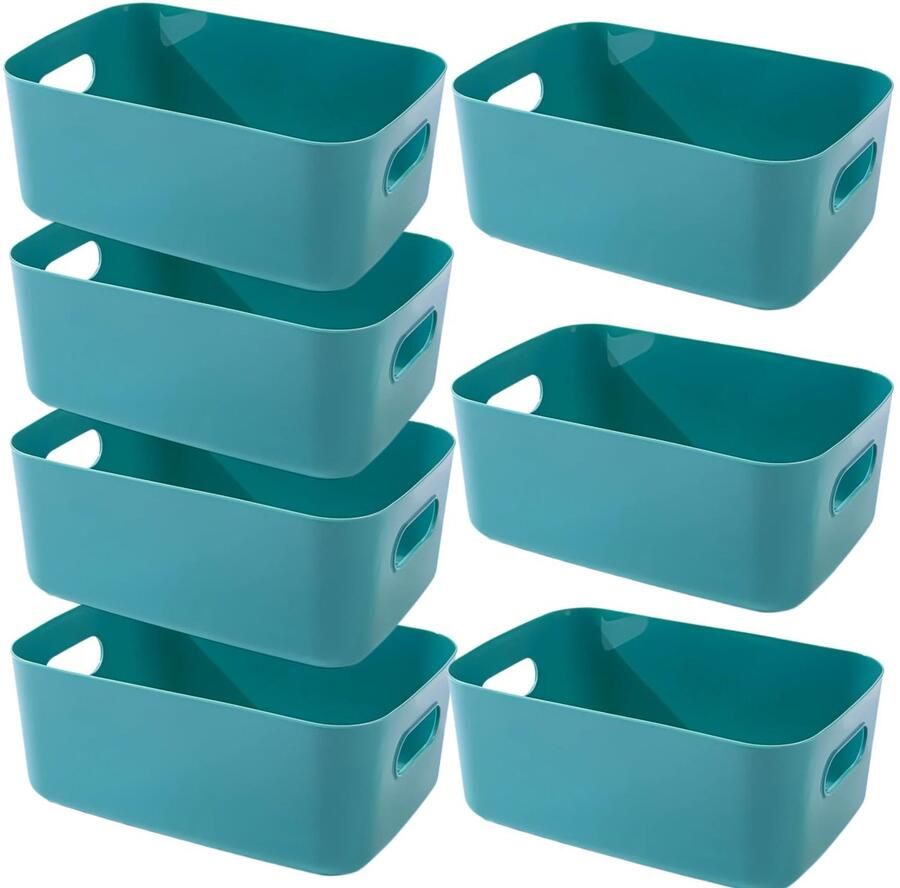 JGS Veelzijdige Set van 7 Opbergdozen met Handgrepen voor Badkamer en Keuken in Groen